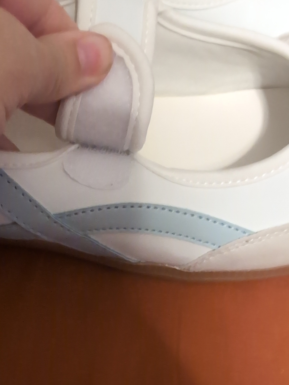 Women's White Mary Jane Sneakers with Light Blue Accent - Picture 5 of 8